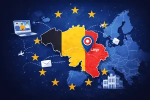 Carte de la Belgique indiquant la région de Liège