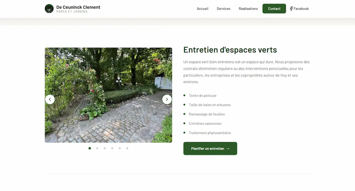 Section intérieure du site Clément De Ceuninck - Parcs & Jardins
